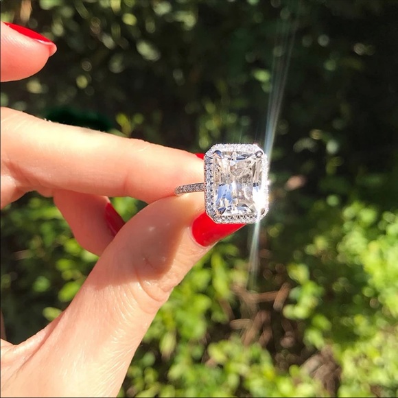 New Square Cut 925 Sterling Silver Diamond Ring - Picture 3 of 6